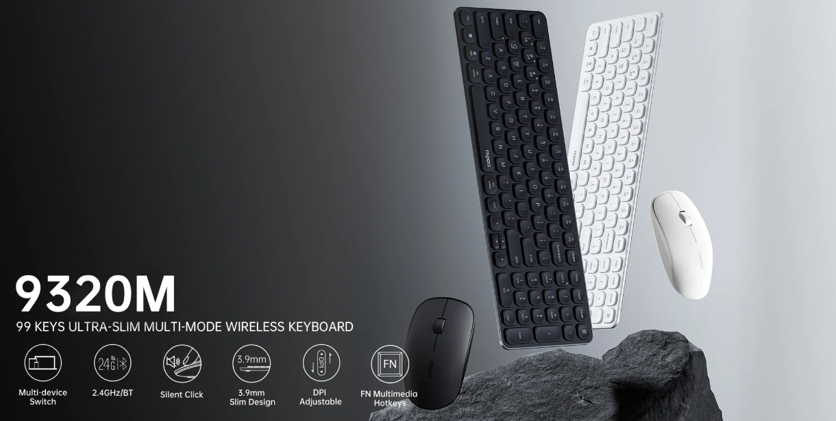 Rapoo 9320M Multi-Mode Wireless Keyboard and Mouse Combo - White | Dream  2000