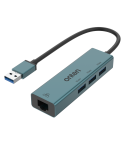 Onten USB 3.0 100M network card + 3 ports HUB Gigabit Ethernet Adapter, OTN-5221 - Green