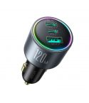 JoyRoom JR-CCN07 Car Charger 120W 3-Ports + Cable Type-C To Type-C - Black