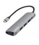 Onten OTN 9602 Hub 5 in 1 Type C To USB 3.0 + PD Charge - Silver