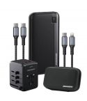 RockRose RRGT05PD20 Travel KIT PD Power Bank + Fast Charger + 2 Cables Lightning & USB-C - Black