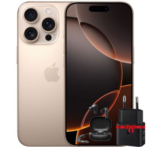 iPhone 16 Pro 128GB - Desert Titanium ( 2 Year Warranty ) + Free Gift Samsung 25Watt Adapter