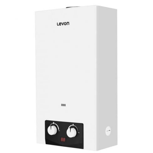 Levon Digital Gas Water Heater, 10 Liters, Adaptor , Pro SAFTY -F-OXG - White