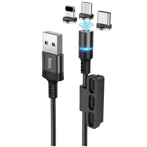 Hoco DU42 Charging Data Cable 3 in 1 Magnetic - Black