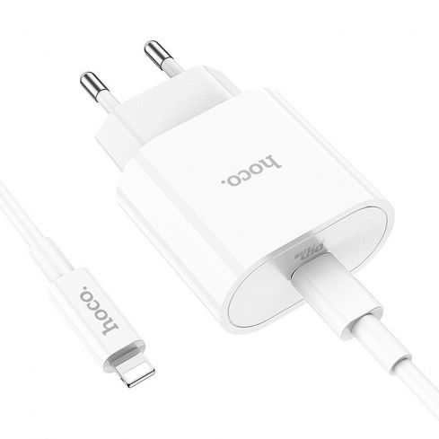 Hoco C94A Wall charger PD 20W With Type-C to Lightning Cable - White