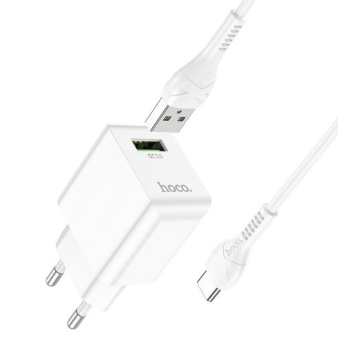 Hoco C98A Wall Charger 18W With Type-C cable - White 