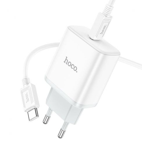 Hoco C104A Wall charger PD 20W With Type-C To Type-C Cable - White