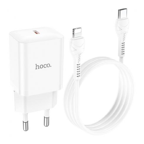 Hoco N27 PD 20W Charger With Type-C To Lightning Cable - White