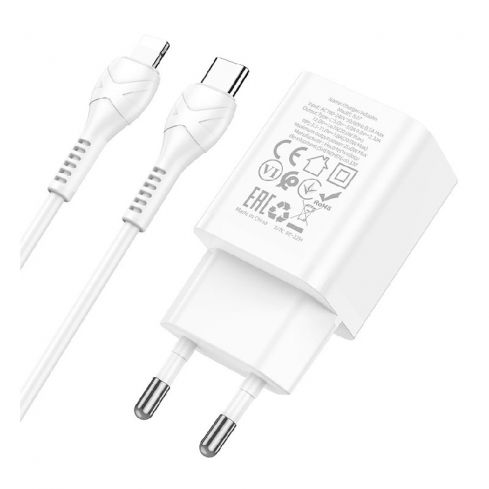 Hoco N27 PD 20W Charger With Type-C To Lightning Cable - White