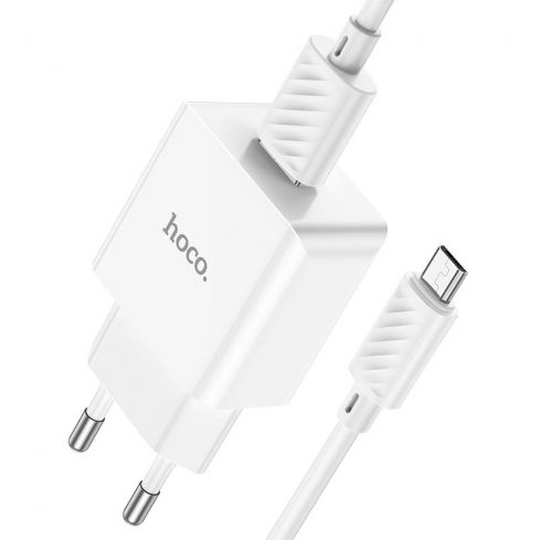 Hoco C106A Charger 10.5W With USB-A To Micro Cable - White