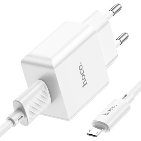 Hoco C106A Charger 10.5W With USB-A To Micro Cable - White