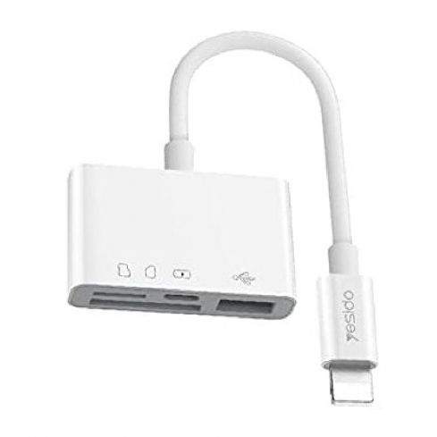 Yesido OTG Adapter Dual Lightning To TF & SD & USB, GS12 - White