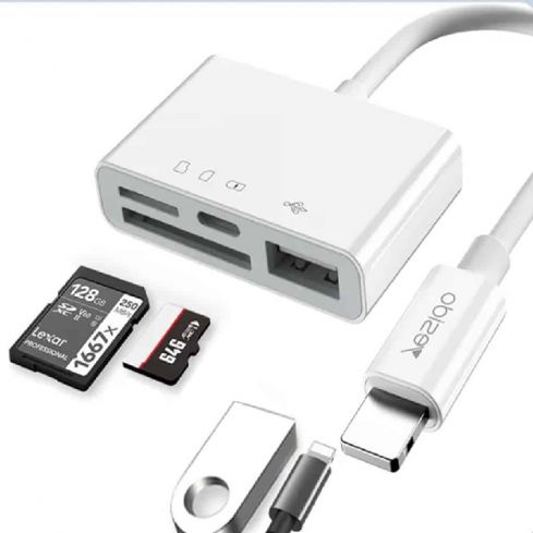 Yesido OTG Adapter Dual Lightning To TF & SD & USB, GS12 - White