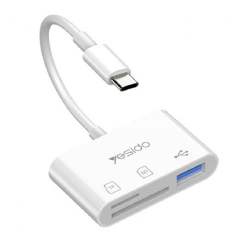 ييسيدو قارئ بطاقات USB-C 3 في 1 OTG، GS16 - ابيض