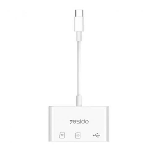 ييسيدو قارئ بطاقات USB-C 3 في 1 OTG، GS16 - ابيض