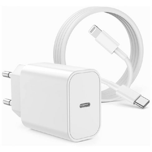 SIKENAI Charger Home Adapter Type-C With Lightning Cable 20W Fast Charging, GRS-6L - White