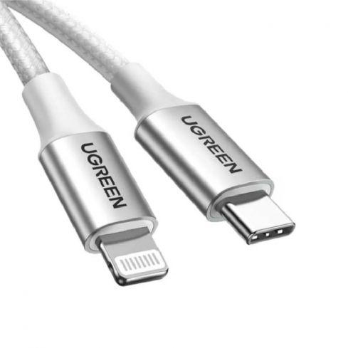 يوجرين كابل USB-C إلى Lightning PD بطول 2 متر، 70525 - فضي