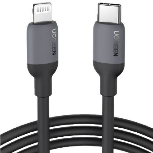 يوجرين كابل سيليكون USB-C إلى Lightning بطول 1 متر ، 20304 - أسود