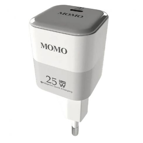 Momo Mini Turbo Gan Fast Charger USB-C Port 25W, MO-066605 - White