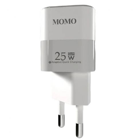 Momo Mini Turbo Gan Fast Charger USB-C Port 25W, MO-066605 - White