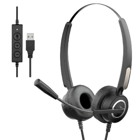 HP DHE-8000 USB Wired Headphone With Mic - Black