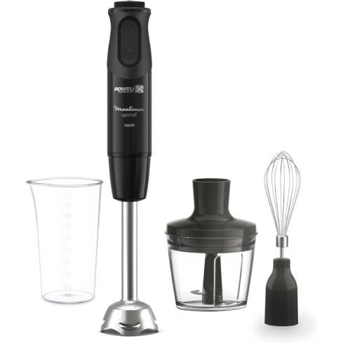 Moulinex Opti-Chef Hand Blender 1000 Watt, 800 ml, With Egg Beater And Chopper, DD6552EG - Black