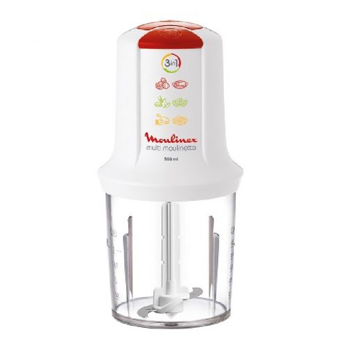 Moulinex Multi Moulinette Chopper With Molokhia Blade 500 Watt, 500 ML Chopper, AT7191EG - White