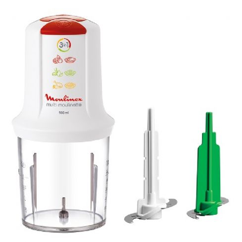 Moulinex Multi Moulinette Chopper With Molokhia Blade 500 Watt, 500 ML Chopper, AT7191EG - White