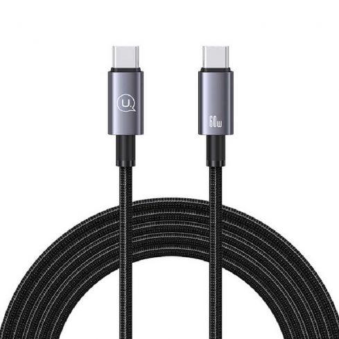 Usams SJ664 Cable Type-C To Type-C, 2M, 6.5FT, 60W - Black