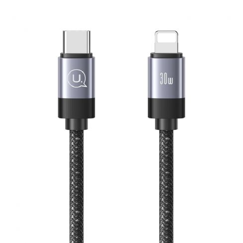 Usams SJ705 Cable Type-C To Lightning,, 1M, 3.3FT, 30W - Black