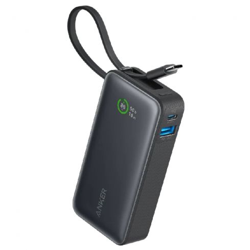 Anker Nano Power Bank 10,000mAh, 30W, Built-In USB-C Cable, A1259H11 - Black