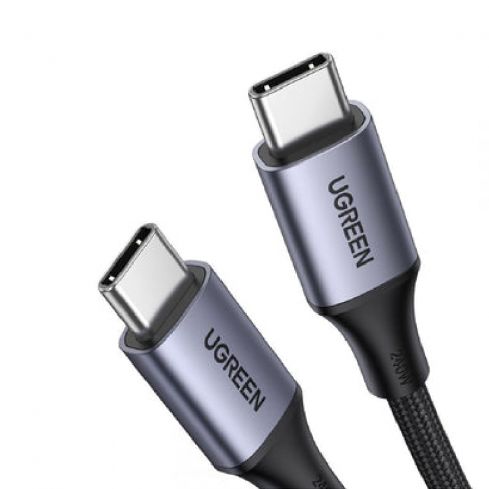  يوجرينUS535 كابل من USB-C إلى USB-C بقوة 240 واط، 2 متر - رمادي