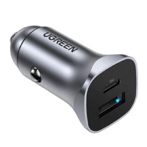 Ugreen EC305 2-Port Fast Car Charger, 30W - Gray