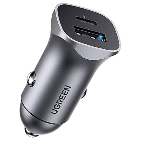 Ugreen EC305 2-Port Fast Car Charger, 30W - Gray