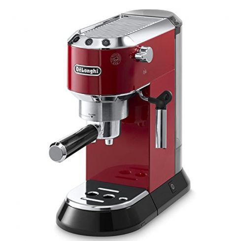 Delonghi Dedica Style Pump Espresso Coffee Machine, 15 Bar, EC685.R - Red