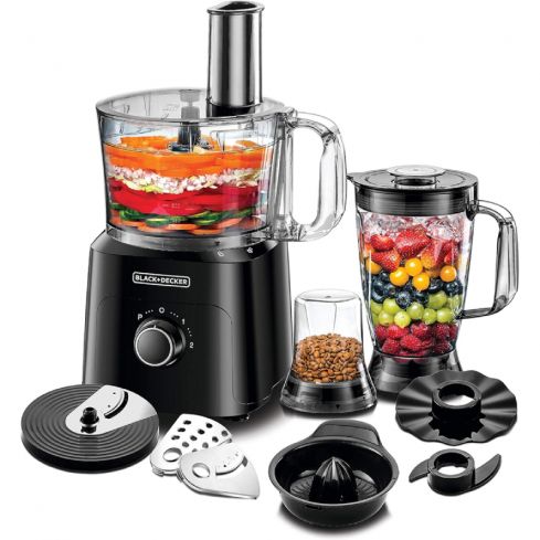 Black&Decker Food Processor 5 IN 1, 750 Watt, 2 Litre, FX775 - Black