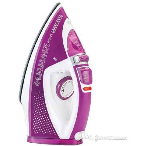 Black&Decker Steam Iron, 2400 Watt, Ceramic Soleplate, X2450 - Purple