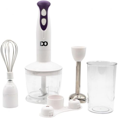 IDO Hand Blender 400 Watt, 600 ml, With Whisk and Chopper, HBLG400-PR - White