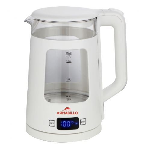 Armadillo Glass Kettle Digital 1.7L, 1850-2200W, ARM-SDA-KTL-WH-0001 - White