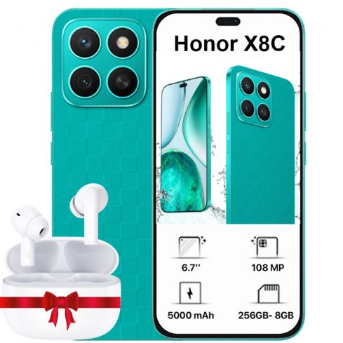 Honor X8C 8GB Ram, 256GB - Marrs Green With Free Gift Honor Choice Erebuds X7 Lite