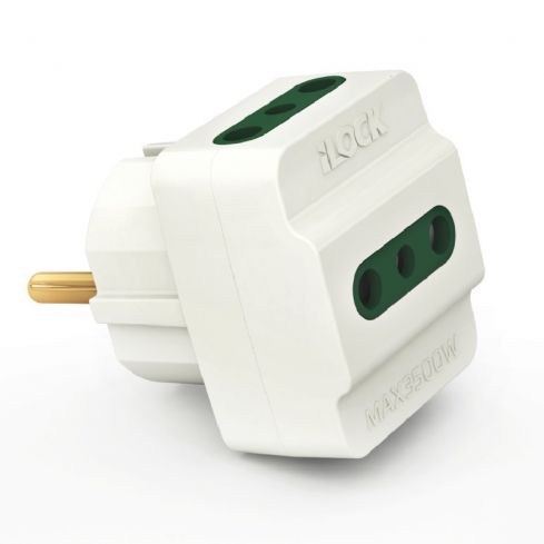 i-Lock 3-Way Wall Outlet Adapter, 3500W - White