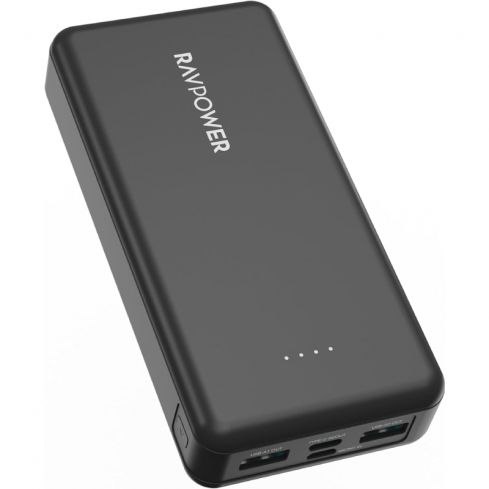 RavPower Pioneer RP-PB1216 PD Power Bank, 15W, 4 Ports, 20000 mAh - Black