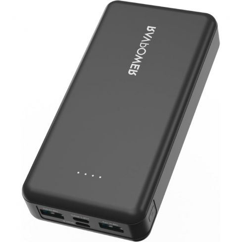 RavPower Pioneer RP-PB1216 PD Power Bank, 15W, 4 Ports, 20000 mAh - Black