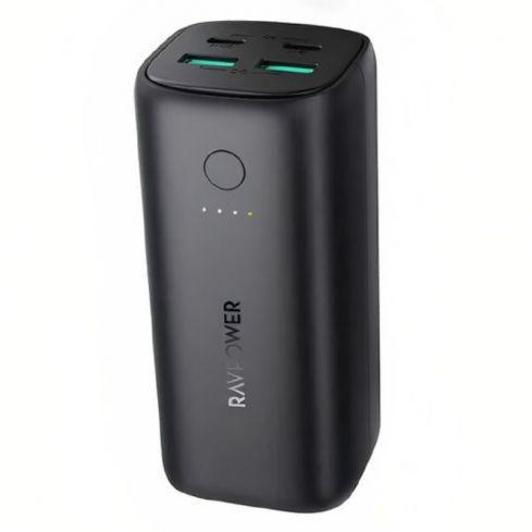 RavPower Pioneer RP-PB208 PD Power Bank, 70W, 4 Ports, 20000 mAh - Black