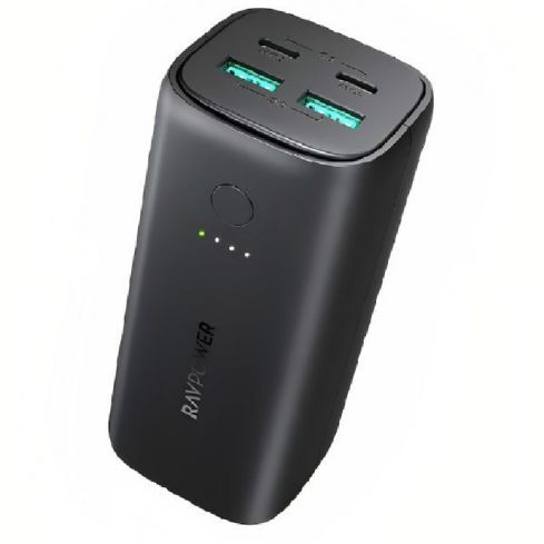 RavPower Pioneer RP-PB208 PD Power Bank, 70W, 4 Ports, 20000 mAh - Black