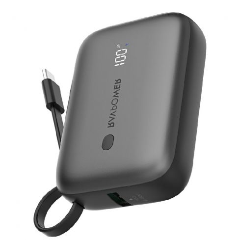 RAVPower RP-PB1224 PD Power Bank 20W, 10000mAh, Build-in USB-C Cable - Black