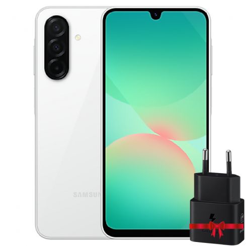 سامسونج جالكسي A26 5G، رامات 6 جيجابايت، 128 جيجابايت - أبيض + شاحن سامسونج 25 واط