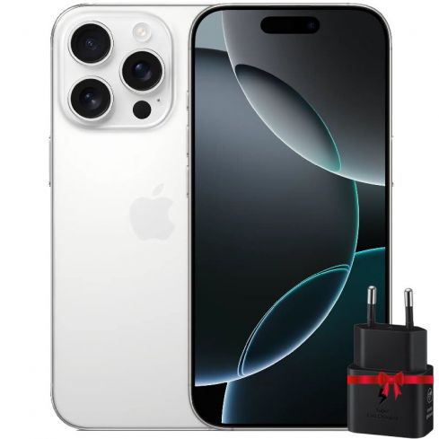 iPhone 16 Pro Max 256GB - White Titanium ( 2 Year Warranty ) + Free Gift Samsung 25Watt Adapter