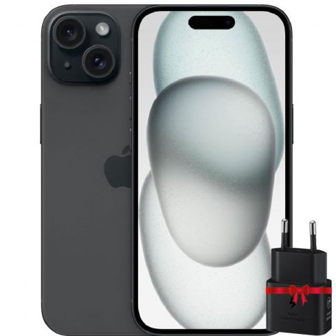 Apple iPhone 15 Plus 6GB RAM, 128GB - Black ( 2 Year Warranty ) + Free Gift Anker P25i & Samsung 25Watt Adapter