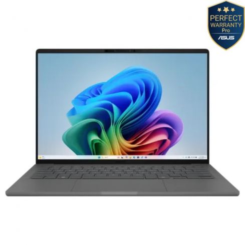 أسوس ZenBook A14، Snapdragon X1 26 100، رامات 16 جيجابايت، SSD بسعة 1 تيرابايت، معالج رسوميات Qualcomm® Adreno، OLED بدقة WUXGA 14 بوصة،  ويندوز 11، UX3407QA-QD232W - رمادي